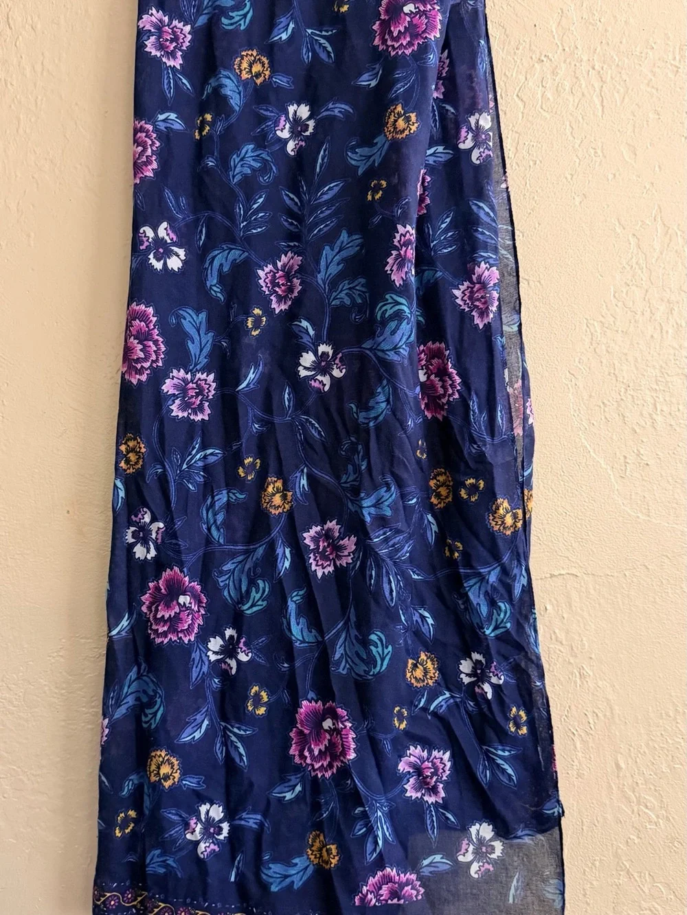 Navy Floral Lightweight Scarf - Women's Floral Wrap